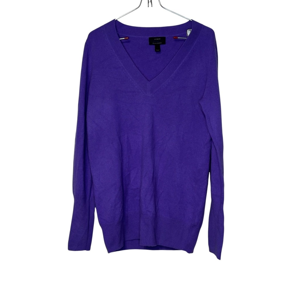 J.Crew Womens Italian Cashmere V-Neck Sweater Purple Relaxed Fit M 29660